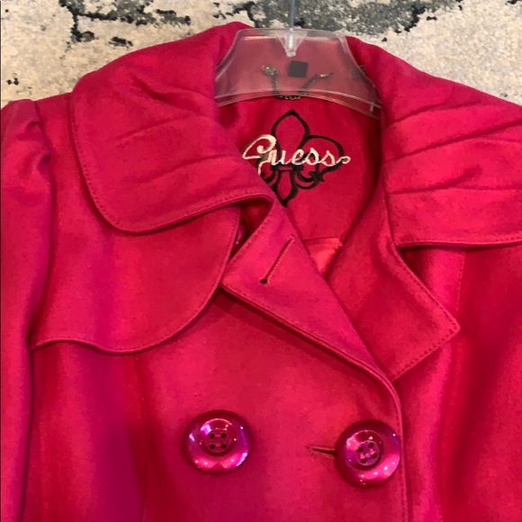 Guess Bright Pink Pea Coat, Small - Picture 3 of 6